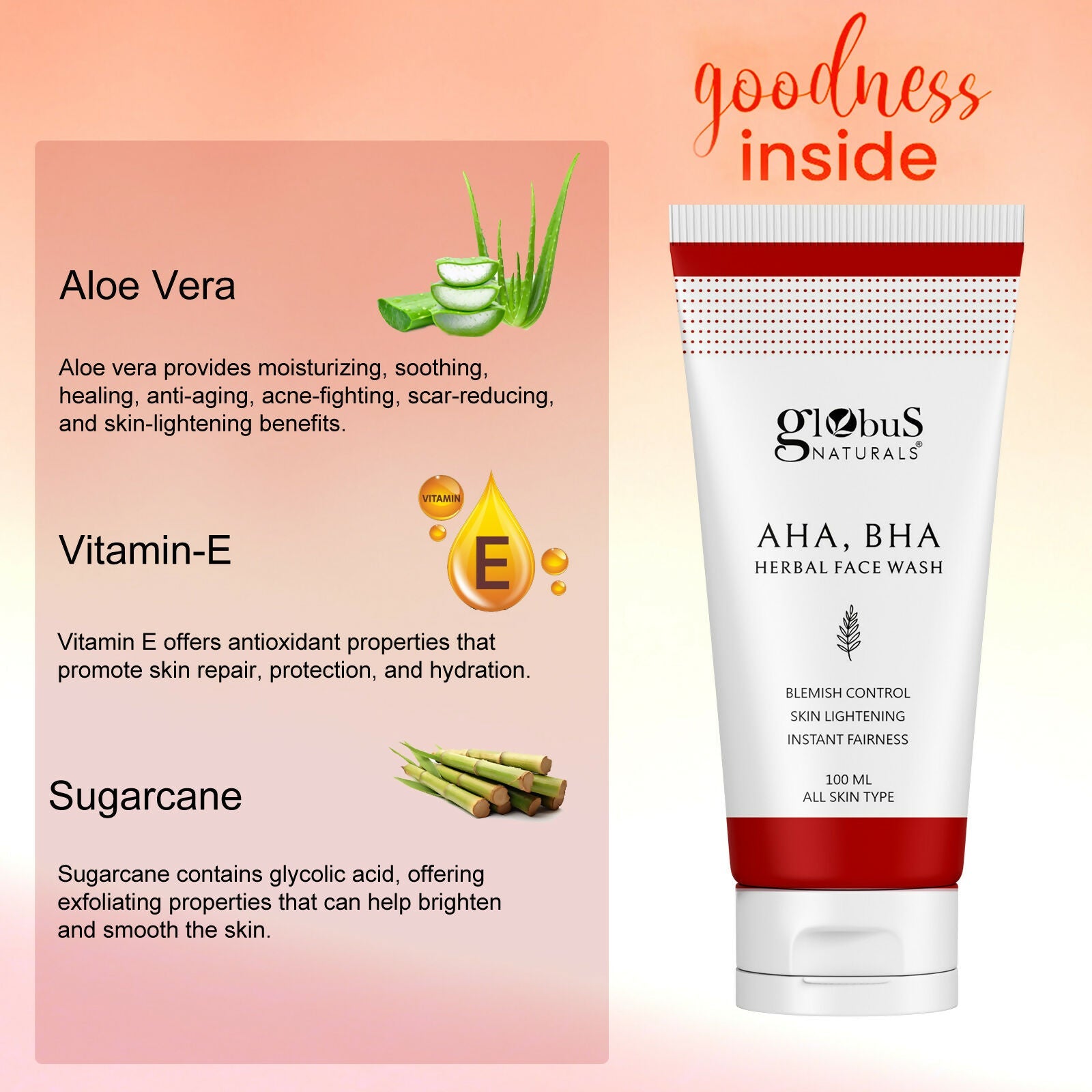 Globus Naturals AHA BHA Herbal Face Wash | Swadesiicart