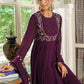 Janasya Purple Georgette Embroidered Kurta,Bottom & Dupatta | Swadesiicart