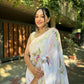 Vamsee Subh Laxmi White Georgette Saree - Swadesiicart