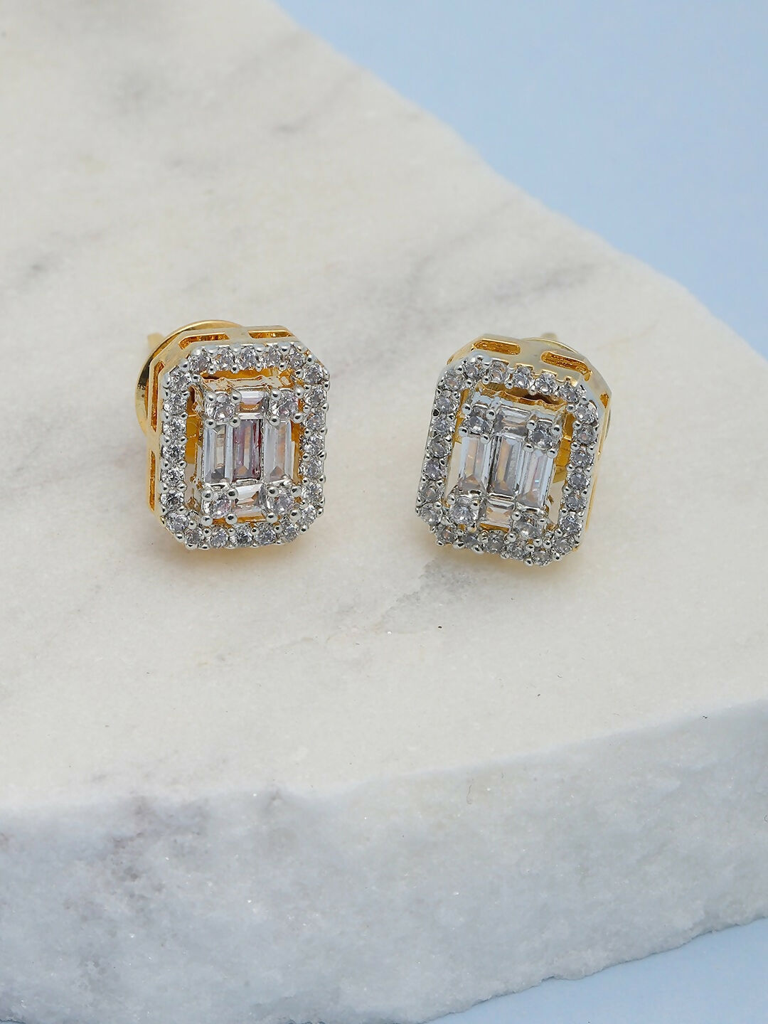Golden Diamond Studs- Ruby Raang | Swadesiicart
