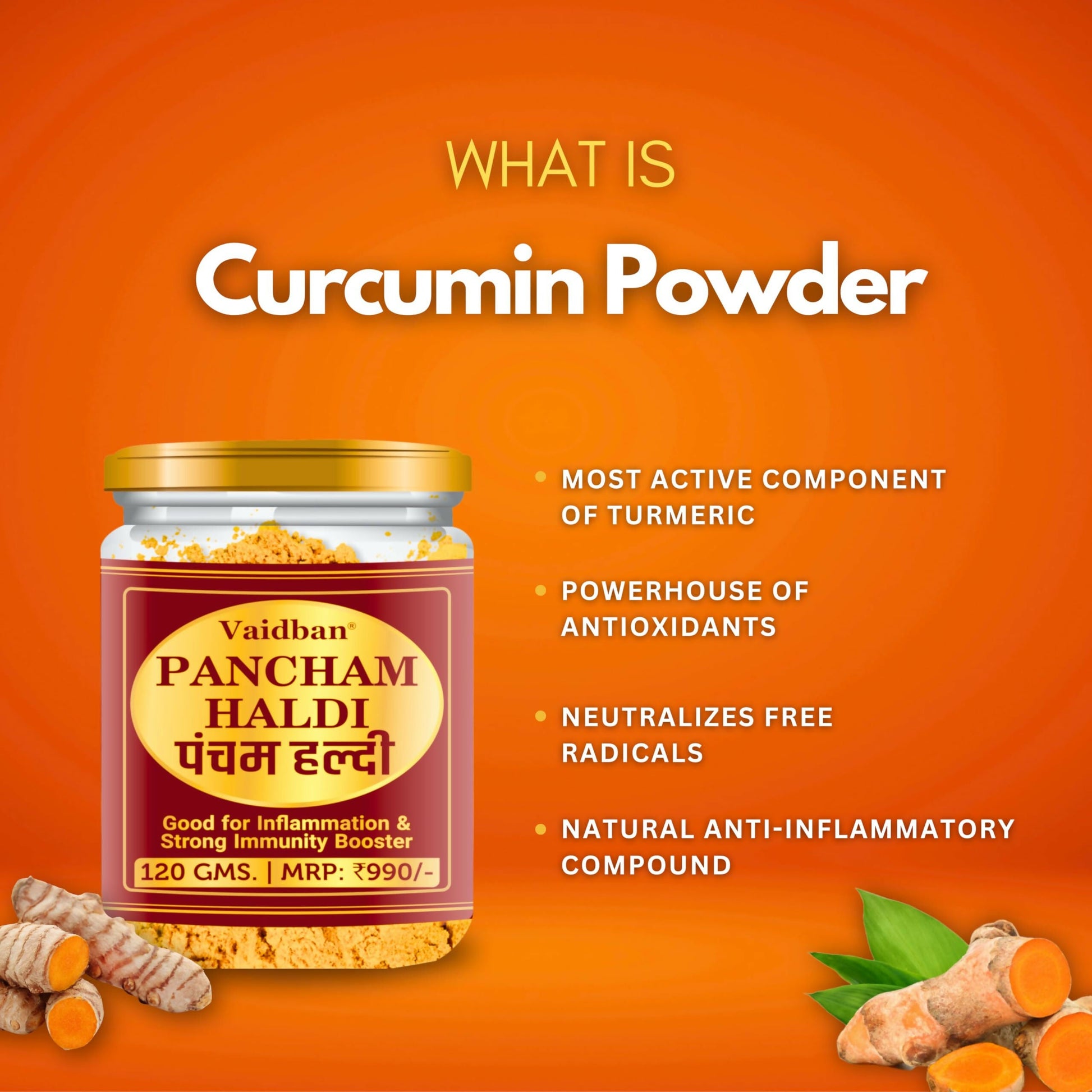Vaidban Pancham Haldi (Organic Haldi Powder) - Swadesiicart