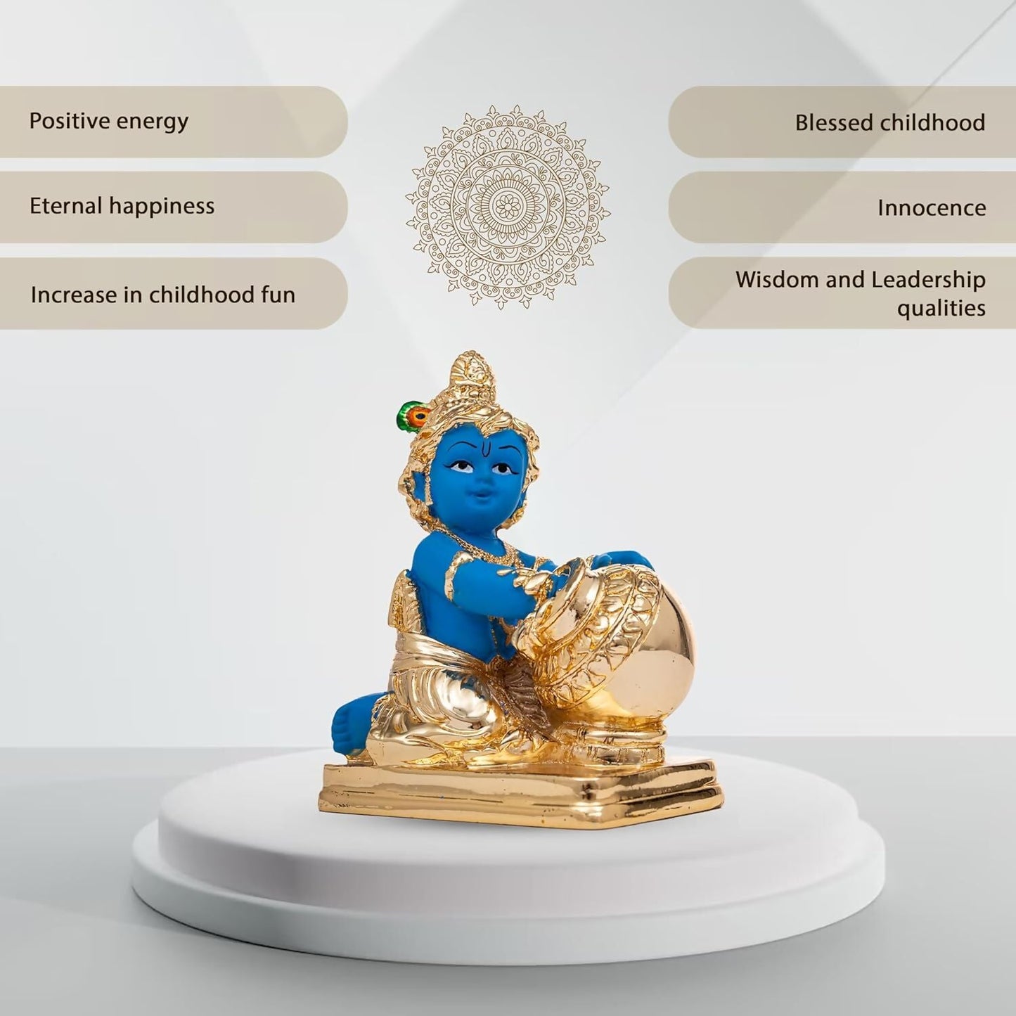 Idolkart Pure 999 Gold Coated Lord Krishna Idol - Swadesiicart