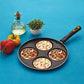 Anjali Diamond Aluminium Dura Big Non Stick Uttappa Tawa (4-Cavities), Black - Swadesiicart