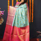 Jyoti Fashion Women's Sky Blue Kanjivaram Silk Zari Woven Saree with Blouse | Swadesiicart