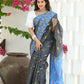 Beatitude Grey Slub Cotton Floral Jamdani Saree