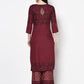Aniyah Rayon Maroon Color Block Print Straight Kurta (AN-185K)