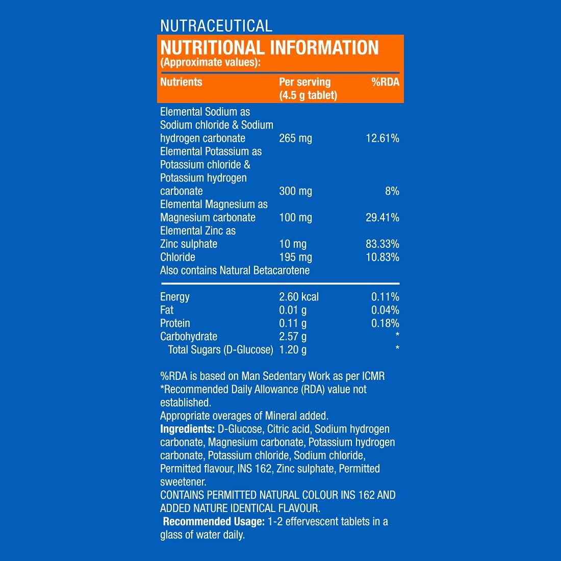 Fast&Up Reload O.R.S Effervescent Electrolyte Tablets - Orange - Swadesiicart