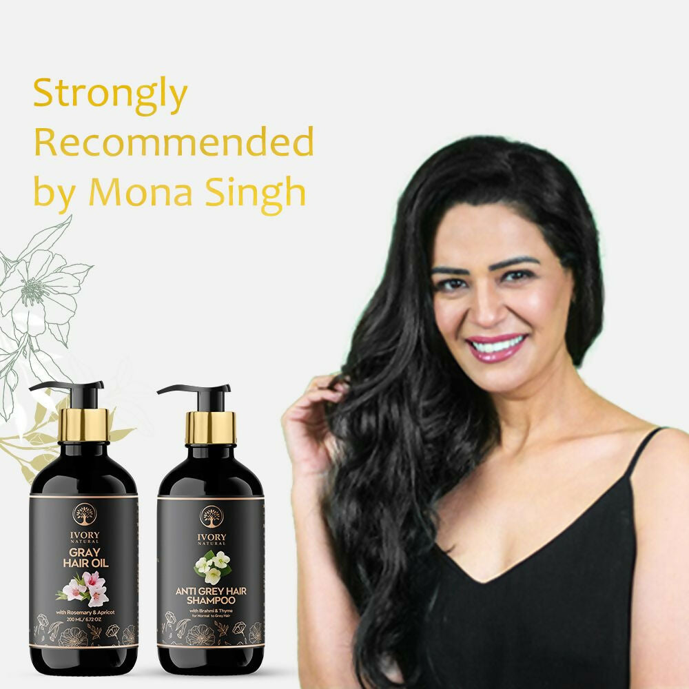 Ivory Natural Grey Combo For Hair - Natural Solution For Greys, Restore Natural Black And Shine Of Hair | Swadesiicart