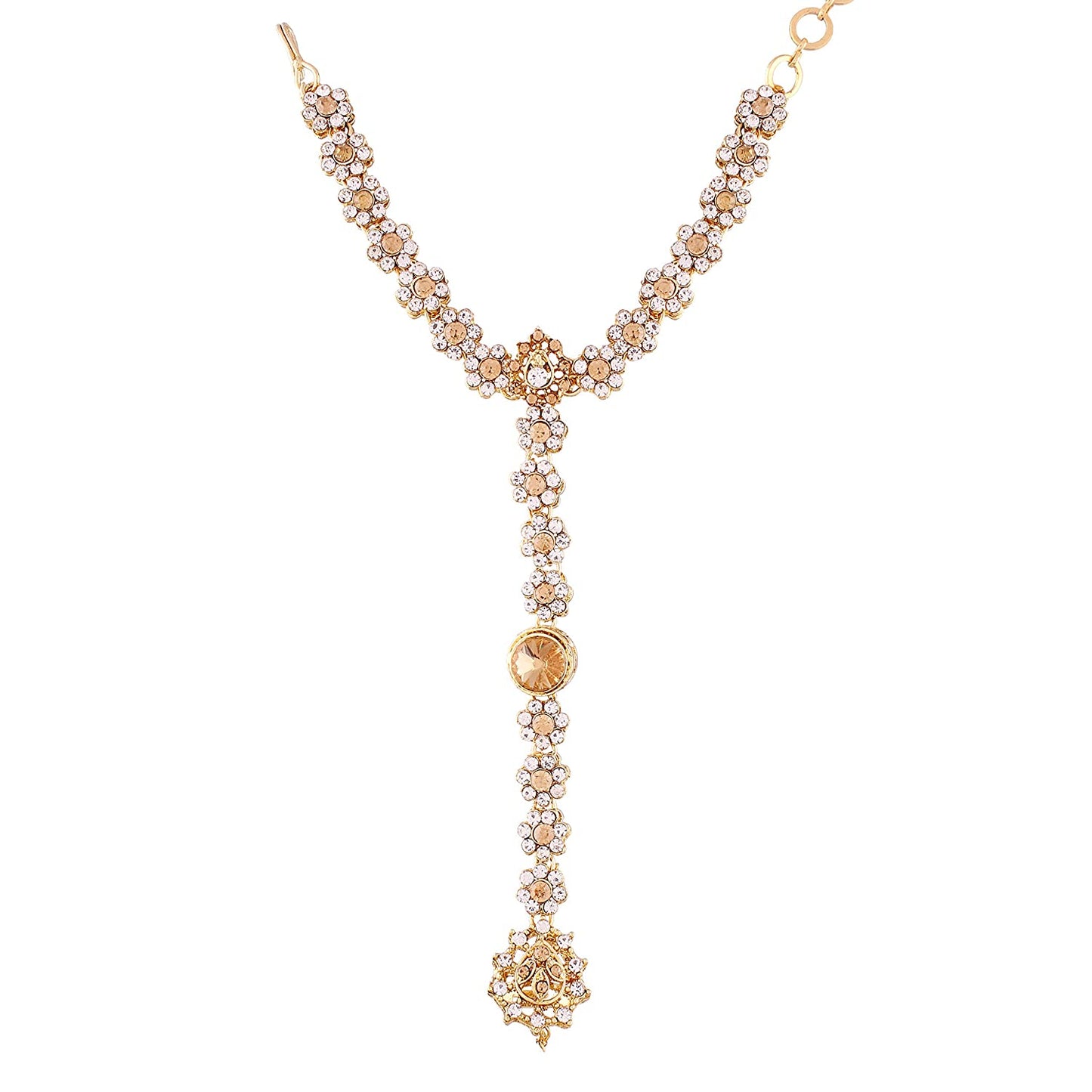 kundan and Pearl Bracelet with Pearl Chain Ring handchain Hath phool for Women - Wahe Jewels - Swadesiicart