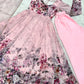 Lorenvalley Fashion Women Pure Soft Organza Silk Floral Print Fully Flair Anarkali With Pent Dupatta Set - Pink | Swadesiicart