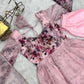 Lorenvalley Fashion Women Pure Soft Organza Silk Floral Print Fully Flair Anarkali With Pent Dupatta Set - Pink | Swadesiicart