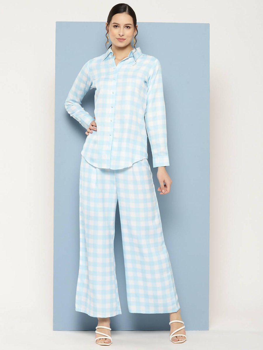 Ahalyaa Womens Co-ords - Blue - Swadesiicart