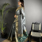 Joban Fashion Grey Banarasi Cotton Silk Woven Saree | Swadesiicart