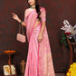 Lorenvalley Fashion Pink Soft Katan Silk Woven Design Zari Weaving Pallu Saree - Swadesiicart