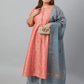 Janasya XL LOVE by Janasya Women's Plus Size Peach Poly Silk Kurta With Palazzo and Dupatta | Swadesiicart