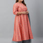 Janasya XL LOVE by Janasya Women's Plus Size Peach Poly Silk Kurta With Palazzo and Dupatta | Swadesiicart