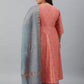 Janasya XL LOVE by Janasya Women's Plus Size Peach Poly Silk Kurta With Palazzo and Dupatta | Swadesiicart