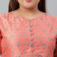 Janasya XL LOVE by Janasya Women's Plus Size Peach Poly Silk Kurta With Palazzo and Dupatta | Swadesiicart
