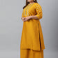 Janasya Women's Mustard Poly Silk Straight Party Kurta Set | Swadesiicart