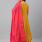 Janasya XL LOVE by Janasya Women's Plus Size Mustard Poly Silk Kurti With Palazzo and Dupatta | Swadesiicart