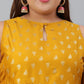 Janasya XL LOVE by Janasya Women's Plus Size Mustard Poly Silk Kurti With Palazzo and Dupatta | Swadesiicart