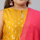 Janasya XL LOVE by Janasya Women's Plus Size Mustard Poly Silk Kurti With Palazzo and Dupatta | Swadesiicart