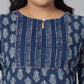 Janasya Women's Blue Cotton Block Print Casual Straight Kurta | Swadesiicart