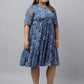 Janasya Women's Blue Poly Georgette Floral Printed Casual Flared Western Dress | Swadesiicart