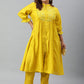 Janasya XL LOVE by Janasya Women's Plus Size Yellow Poly Silk Kurta With Pant | Swadesiicart