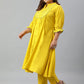 Janasya XL LOVE by Janasya Women's Plus Size Yellow Poly Silk Kurta With Pant | Swadesiicart