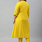Janasya XL LOVE by Janasya Women's Plus Size Yellow Poly Silk Kurta With Pant | Swadesiicart