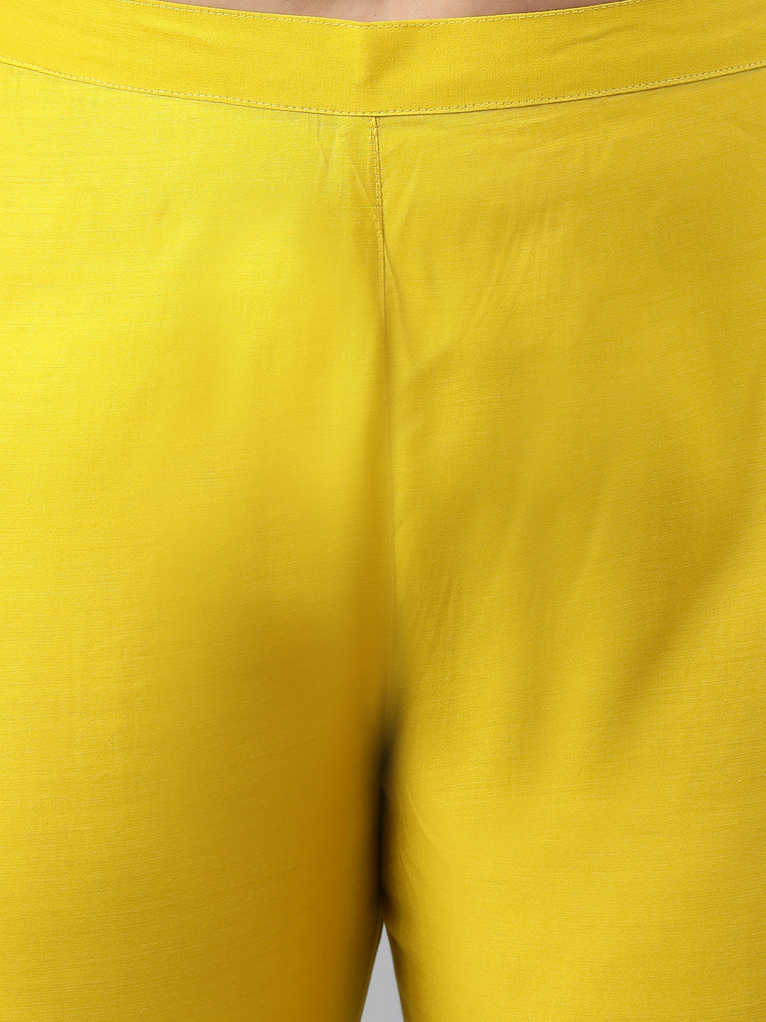 Janasya XL LOVE by Janasya Women's Plus Size Yellow Poly Silk Kurta With Pant | Swadesiicart