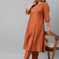 Janasya XL LOVE by Janasya Women's Plus Size Rust Orange Poly Silk Kurta With Pant | Swadesiicart