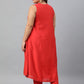 Janasya XL LOVE by Janasya Women's Plus Size Red Art Silk Kurta With Pant | Swadesiicart