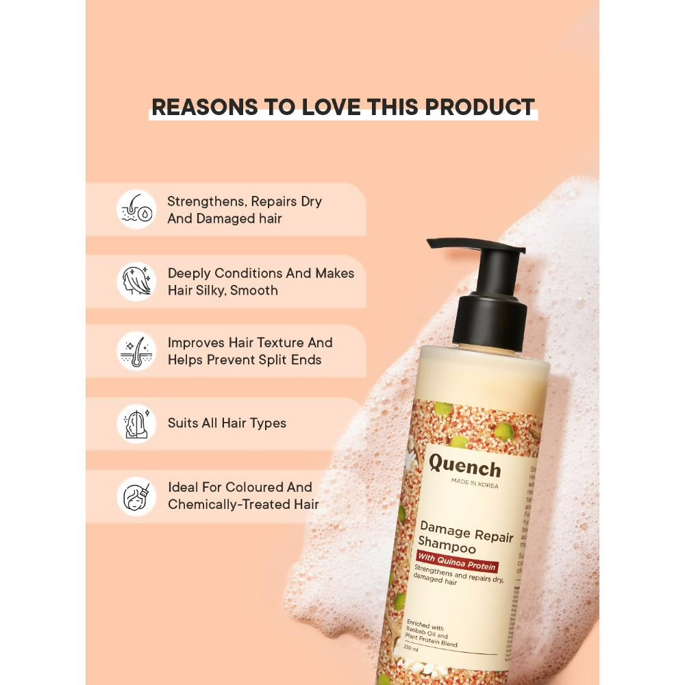 Quench Damage Repair Shampoo with Quinoa & Ceramides | Swadesiicart