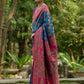 Vishnu Weaves Women's Firozi Pashmina Silk Thread Woven Saree with Blouse - Swadesiicart