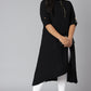 Janasya Women's Black Poly Crepe Solid Casual High Low Kurta | Swadesiicart