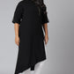 Janasya Women's Black Poly Crepe Solid Casual High Low Kurta | Swadesiicart