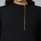Janasya Women's Black Poly Crepe Solid Casual High Low Kurta | Swadesiicart