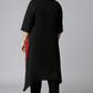 Janasya Women's Black Poly Crepe Colorblock Casual Asymmetric Kurta | Swadesiicart