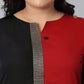 Janasya Women's Black Poly Crepe Colorblock Casual Asymmetric Kurta | Swadesiicart