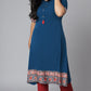 Janasya Women's Teal Poly Crepe Floral Print Casual A-line Kurta | Swadesiicart