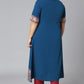 Janasya Women's Teal Poly Crepe Floral Print Casual A-line Kurta | Swadesiicart