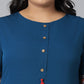 Janasya Women's Teal Poly Crepe Floral Print Casual A-line Kurta | Swadesiicart