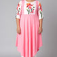 Janasya Women's Pink Poly Crepe Floral Print Casual Flared Kurta - Swadesiicart