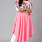 Janasya Women's Pink Poly Crepe Floral Print Casual Flared Kurta - Swadesiicart
