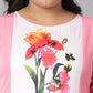 Janasya Women's Pink Poly Crepe Floral Print Casual Flared Kurta - Swadesiicart