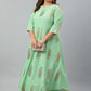 Janasya Women's Light Green Poly Crepe Foil Print Casual A-line kurta | Swadesiicart