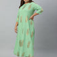 Janasya Women's Light Green Poly Crepe Foil Print Casual A-line kurta | Swadesiicart