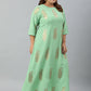 Janasya Women's Light Green Poly Crepe Foil Print Casual A-line kurta | Swadesiicart